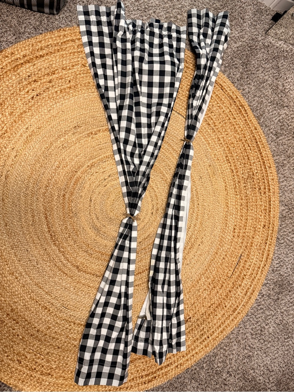 Farm House Black and White Gingham Tie-Front Scarf